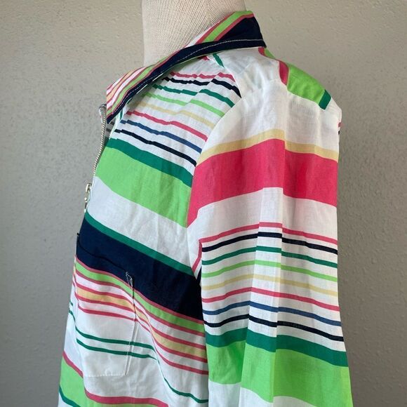 NWT Tommy Hilfiger Half Zip Down Striped Top Size 0X - Picture 5 of 9
